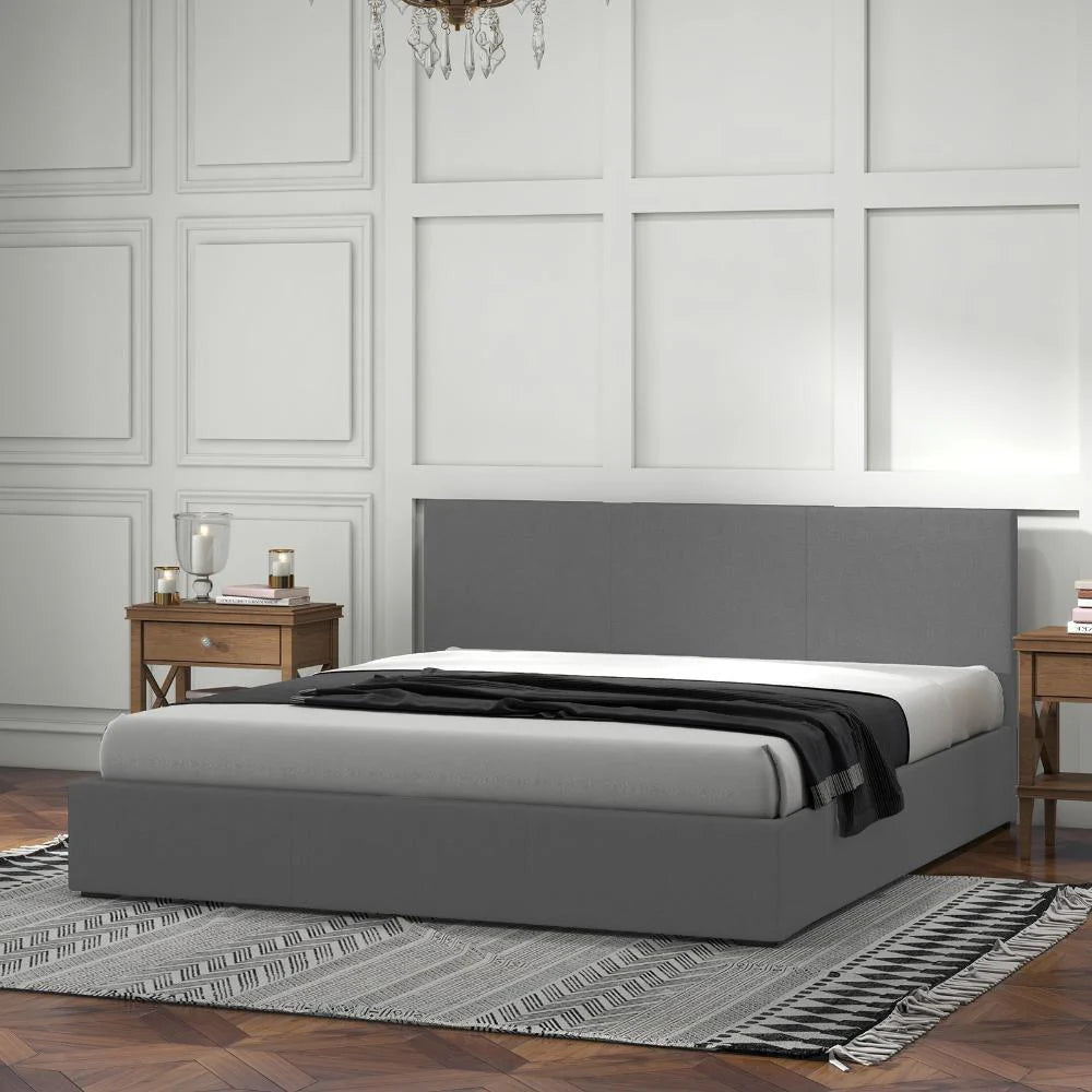 Milano Decor Luxury Gas Lift Bed With Headboard Grey