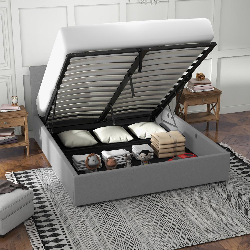 Milano Decor Luxury Gas Lift Bed With Headboard Grey