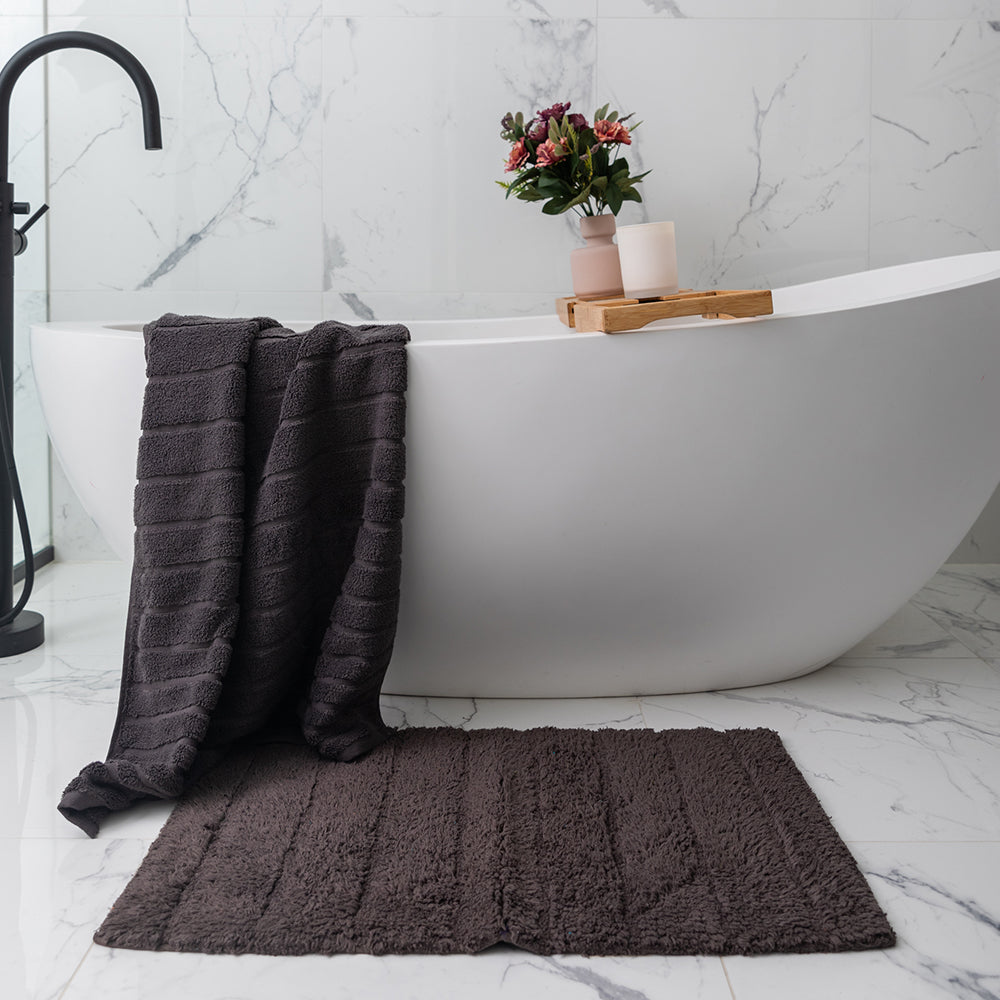 Cooper Plain Tufted Bath Mat - Charcoal