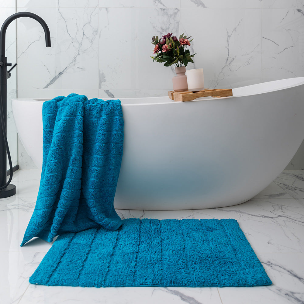 Cooper Plain Tufted Bath Mat - Peacock Blue