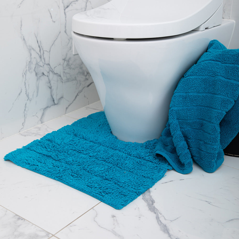 Cooper Plain Tufted Contour Mat - Peacock Blue