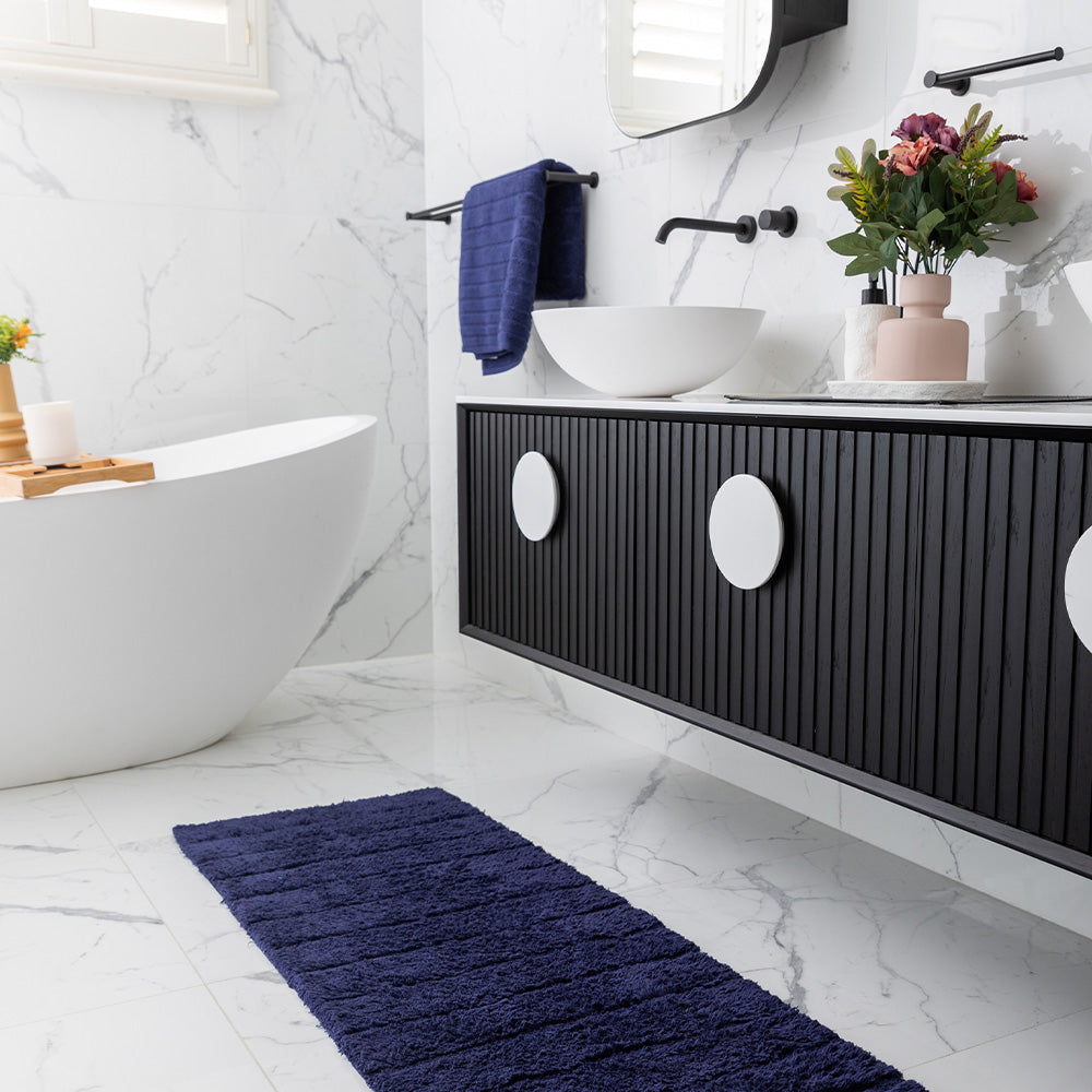 Cooper Plain Tufted Bath Runner - Indigo