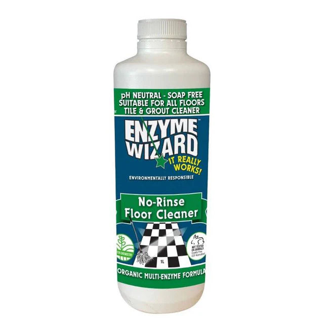 Enzyme Wizard no-rinse floor cleaner bottle on a white background