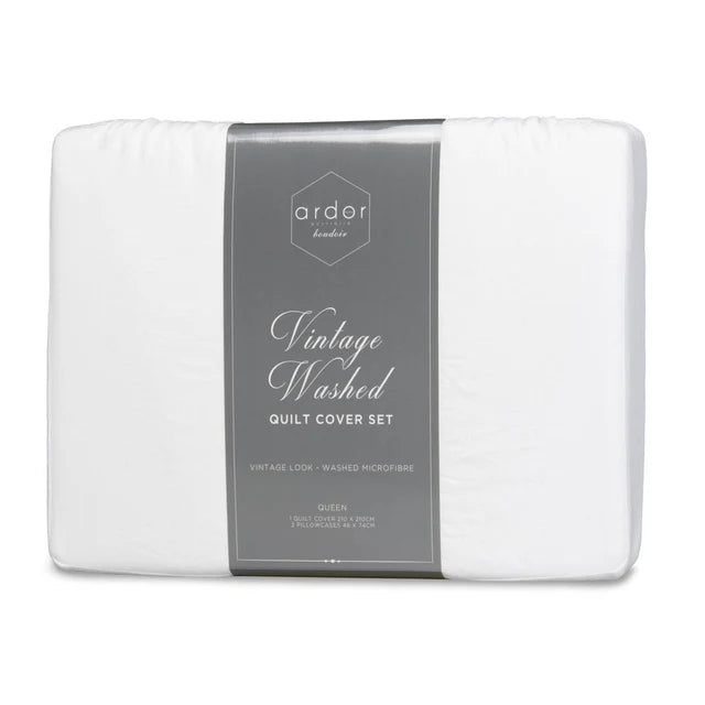 Folded quilt cover set with 'arder' branding on a white background