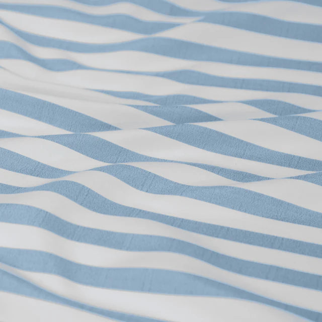 Close-up of blue and white striped fabric