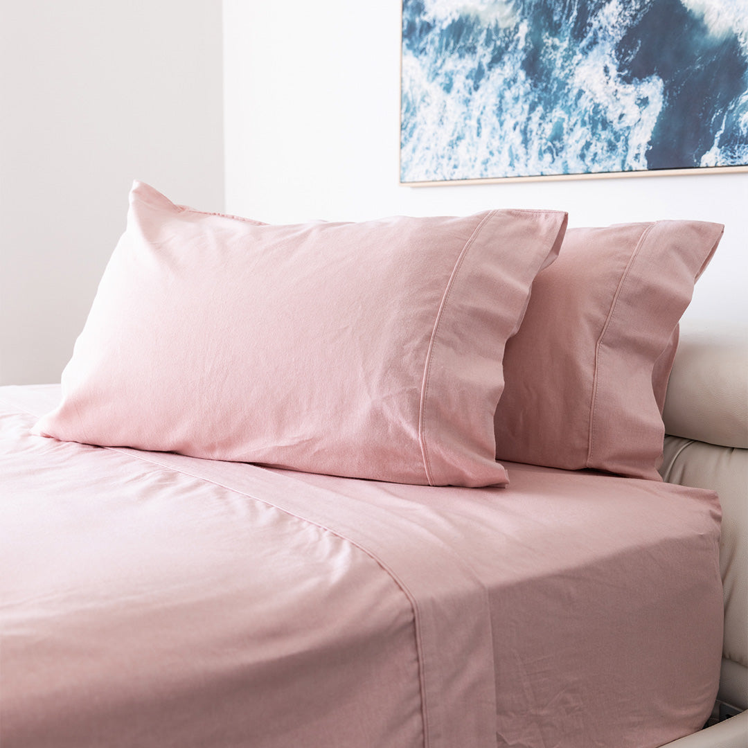 Remi Flannelette Sheet Set - Rose