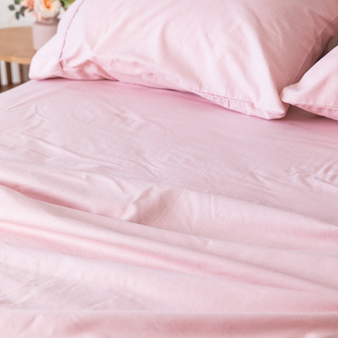 Remi Flannelette Sheet Set - Rose