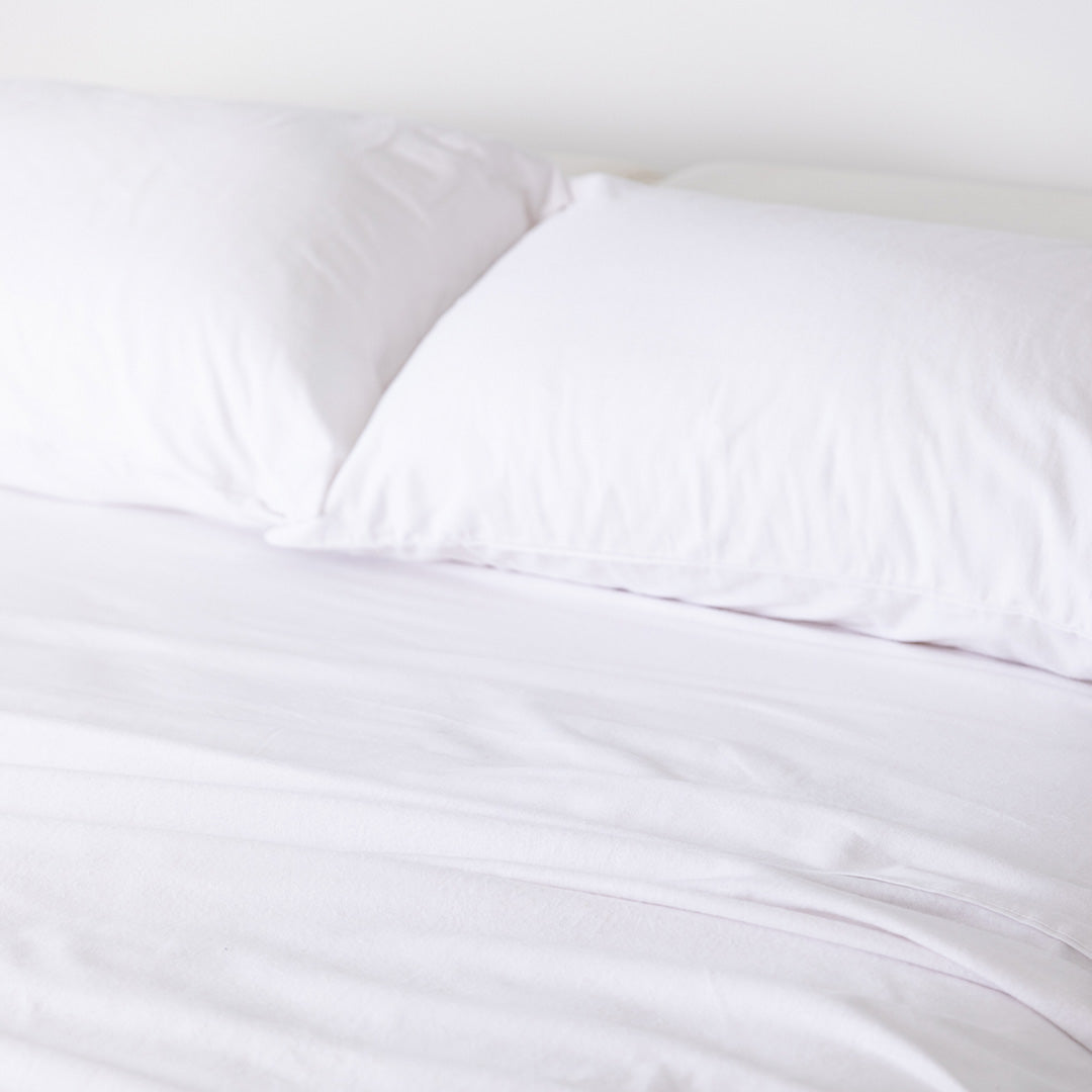 Remi Flannelette Sheet Set - White