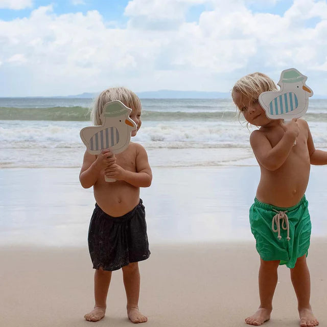 SUNNYLiFE Kids Velcro Beach Bats Sammy The Seagull Blue Stripe