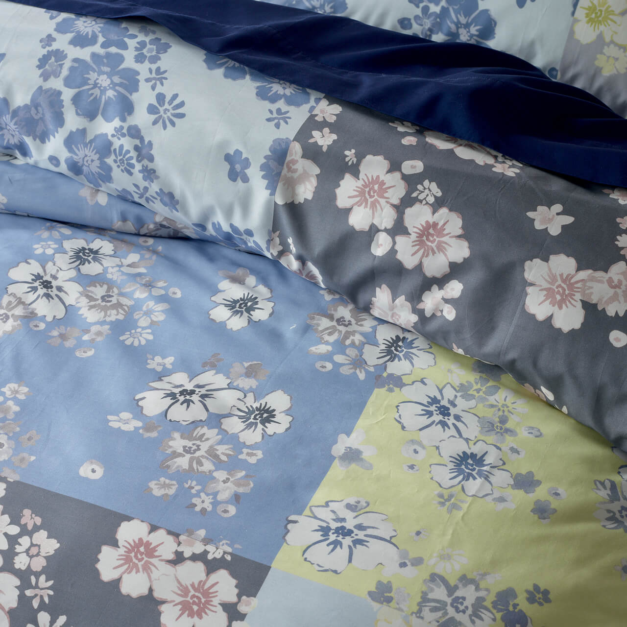 Close up shot of Amelia Quilt Cover on bed