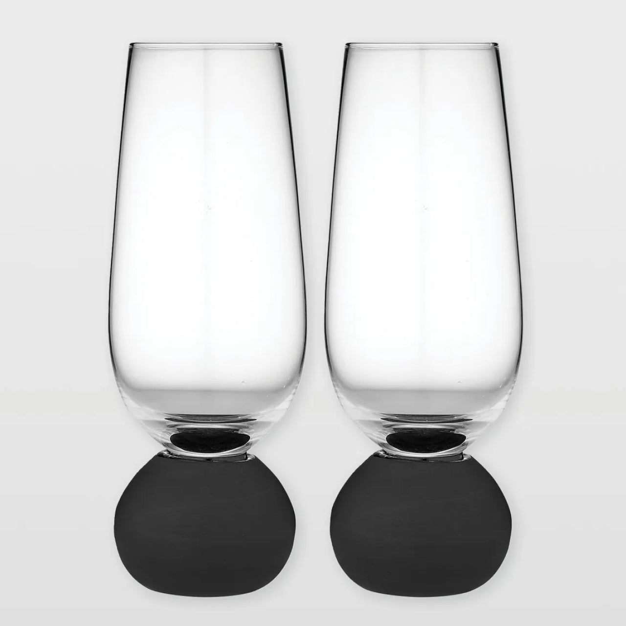 Astrid Champagne Glass Black on a white background