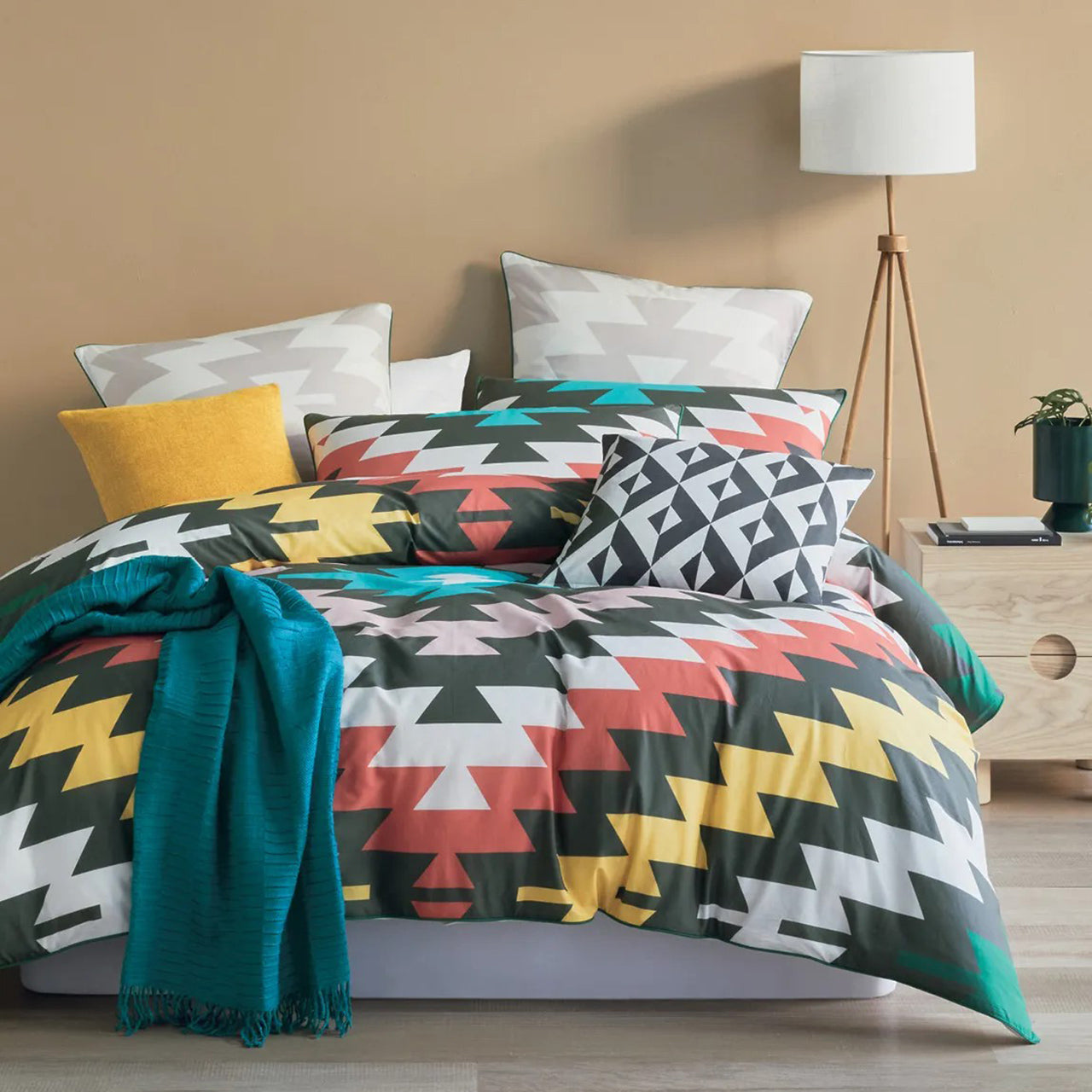 Front on shot of Axel Quilt Cover Set on bed