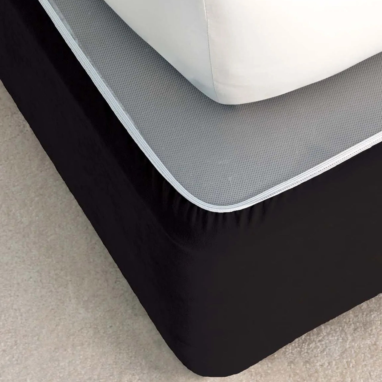 Corner shot of Classic Bed Wrap Black on bed