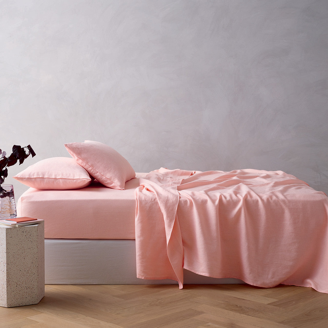 Lifestyle shot of Elayna Rose Sheet Set on bed