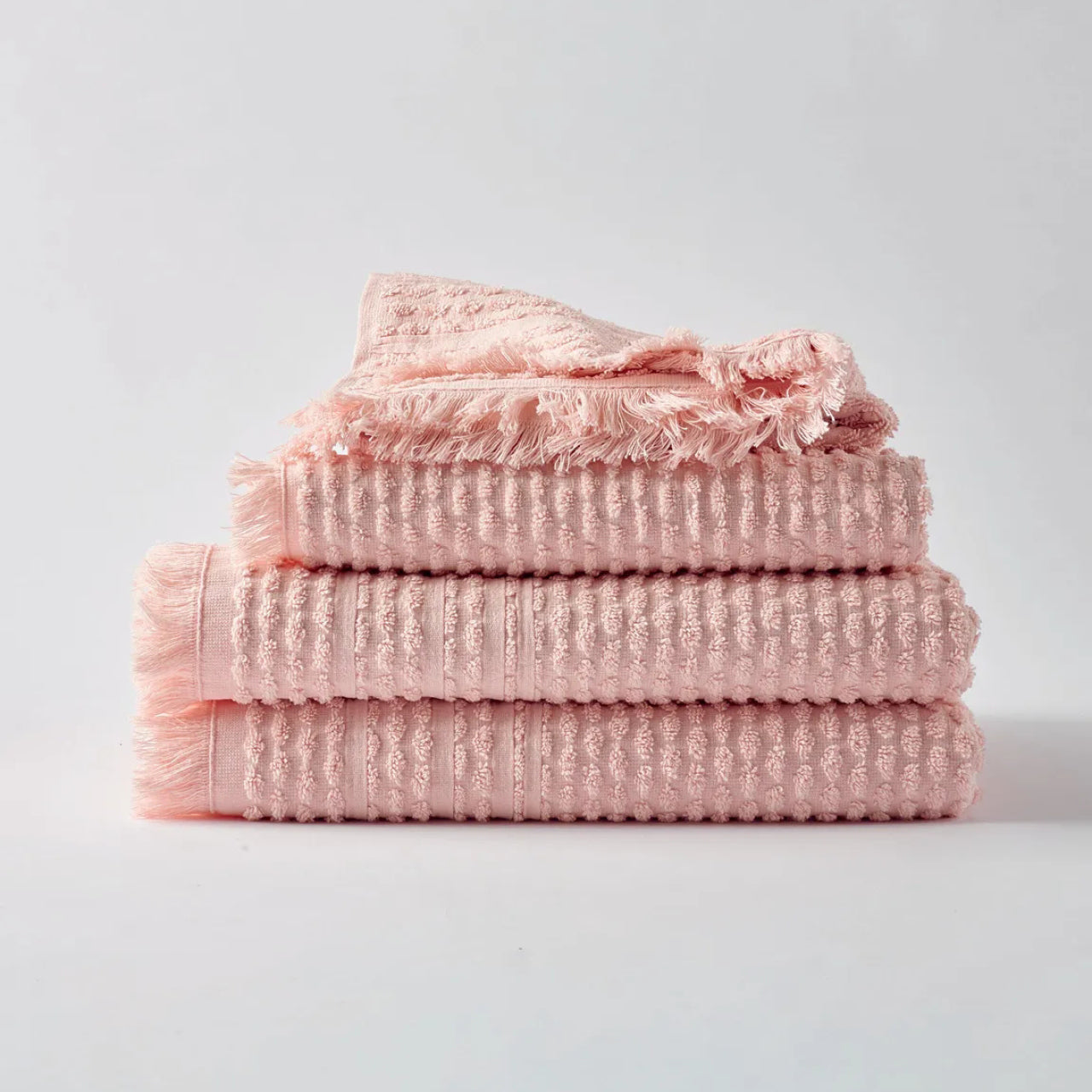 Group shot of Emine Towels Rose stacked