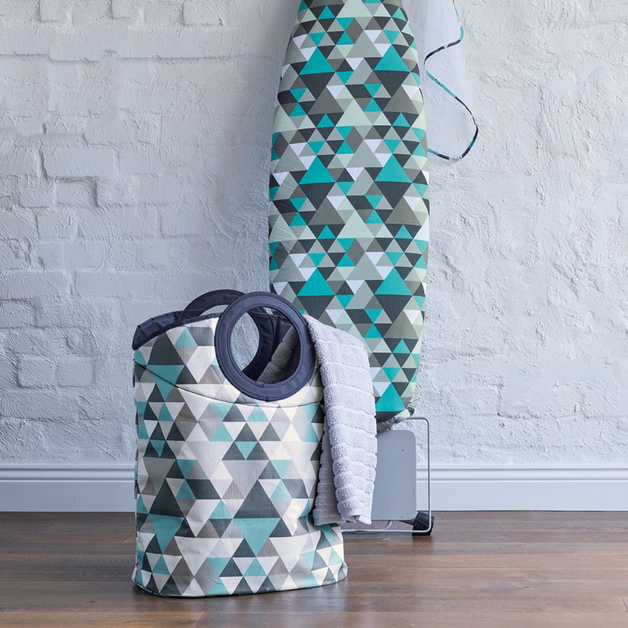 Geo Laundry Bag and Ironing Board cover group shot