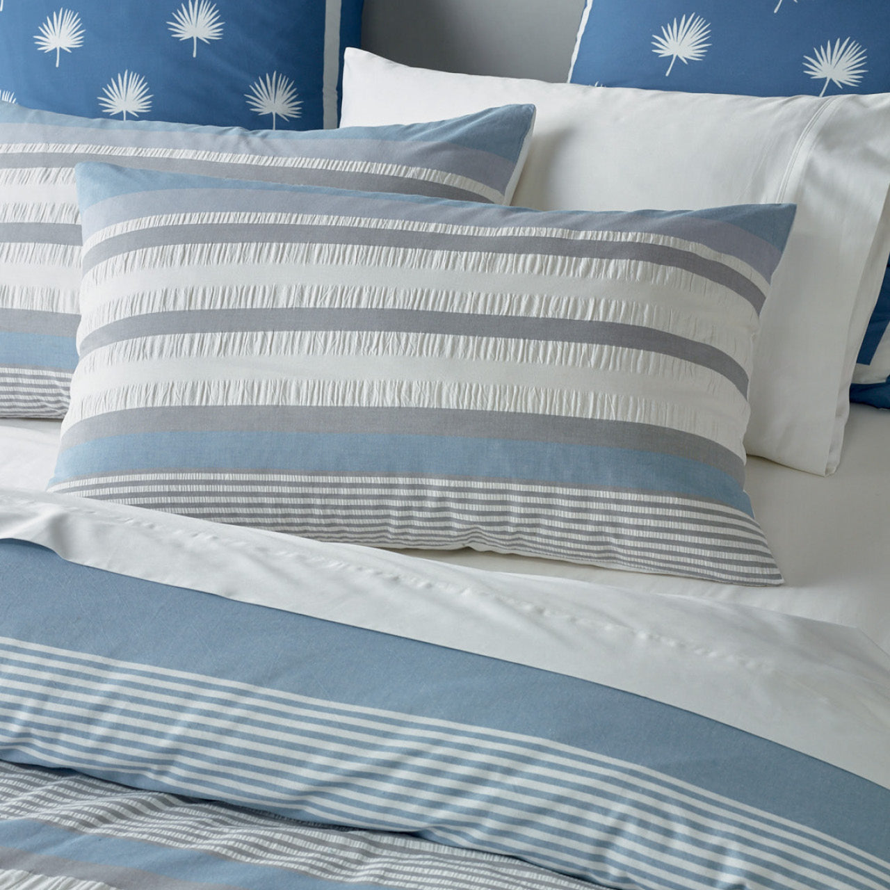 Close up shot of Hampton Pillowcases on bed