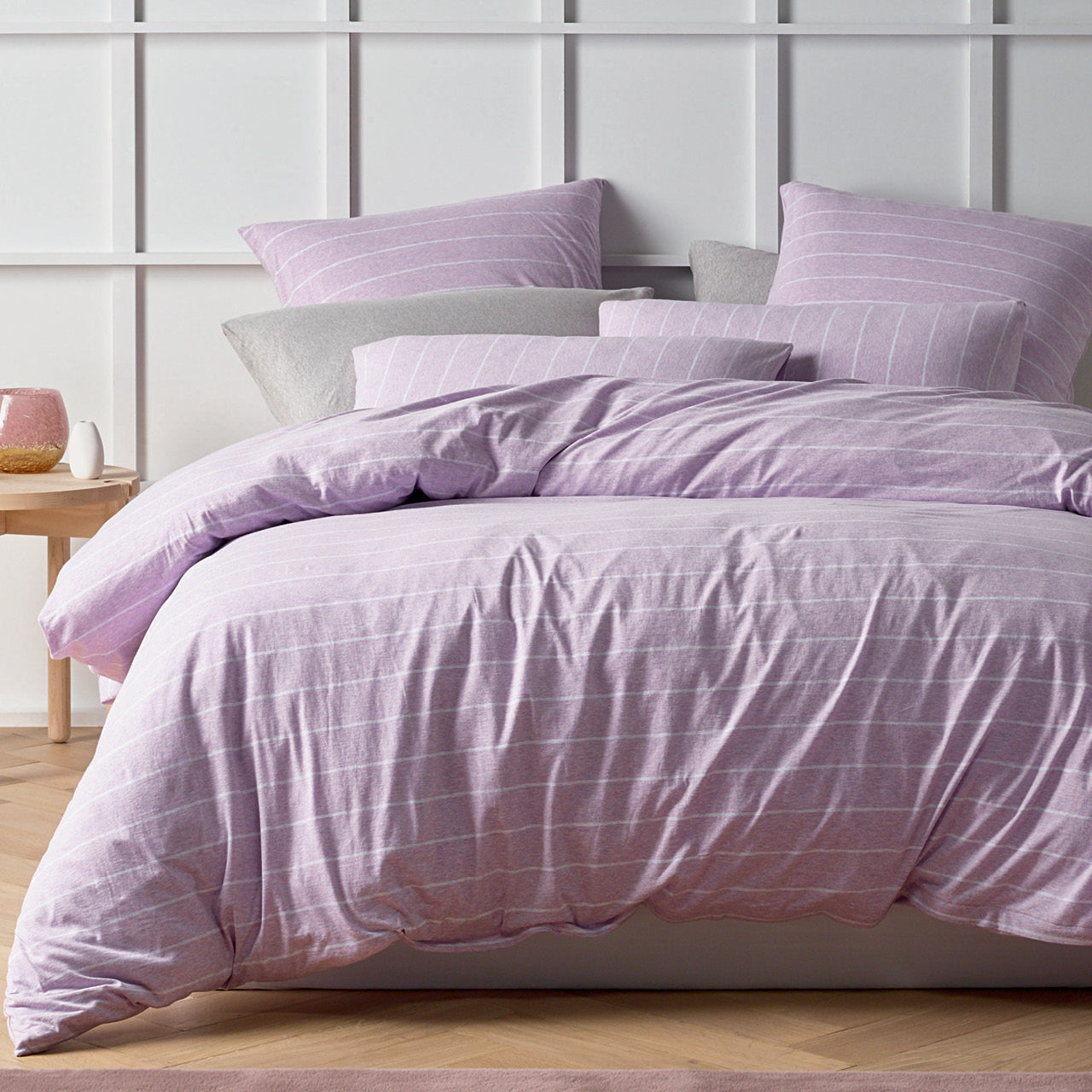 Henley Quilt Cover Set Lilac