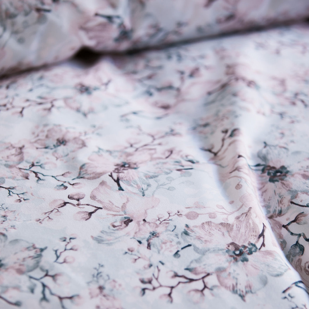 Close up shot of Kalina Quilt Cover Set on bed