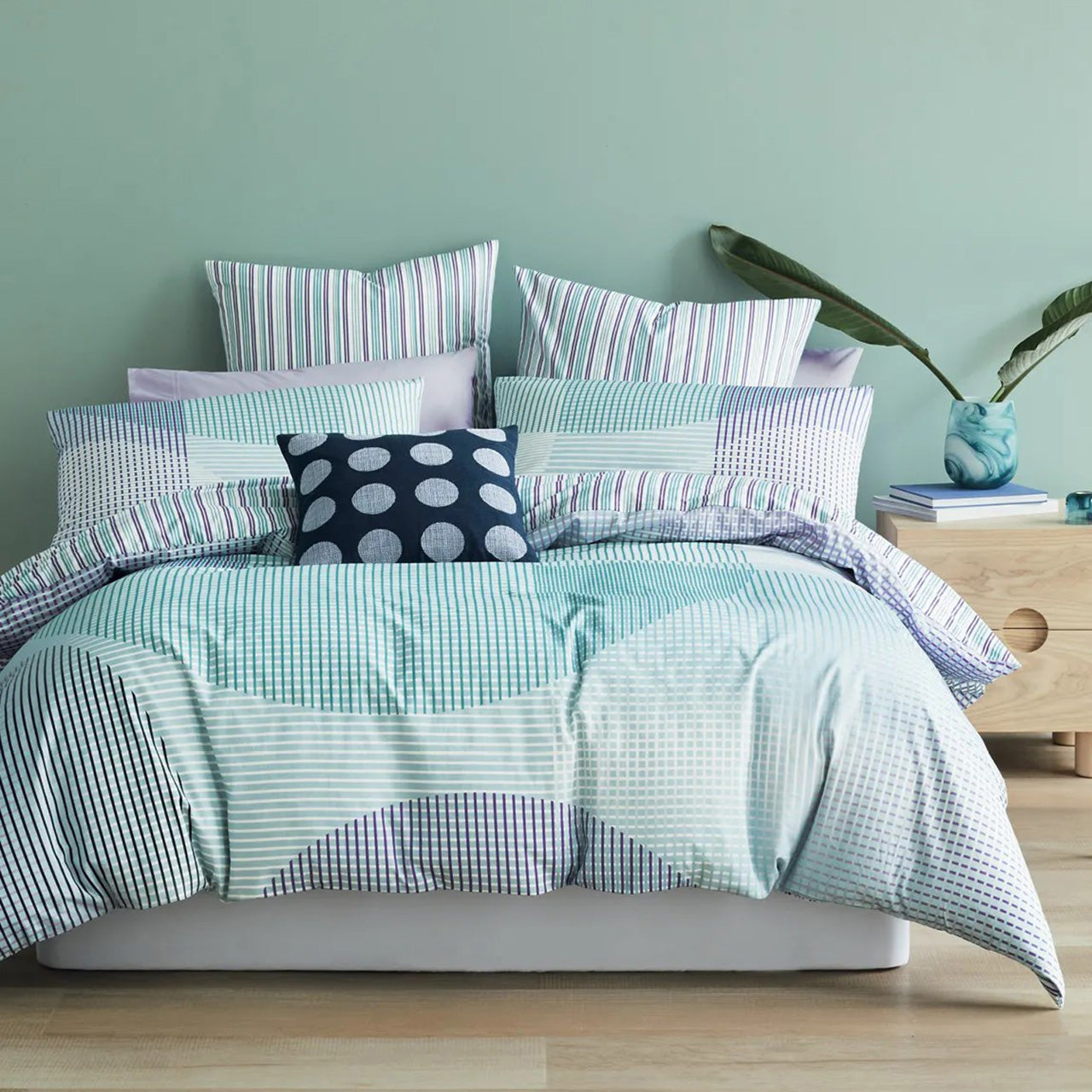 Front on shot of Lena Quilt Cover Set on bed