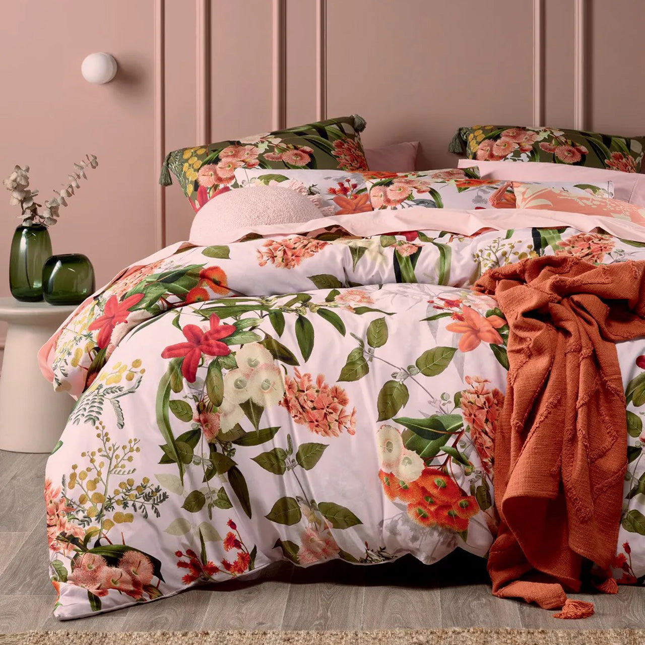 Front on shot of Lola Quilt Cover Set on bed