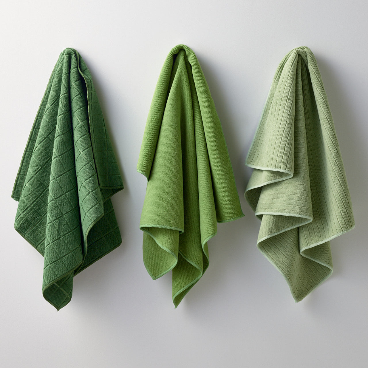 Microfibre Tea Towels Green hanging up