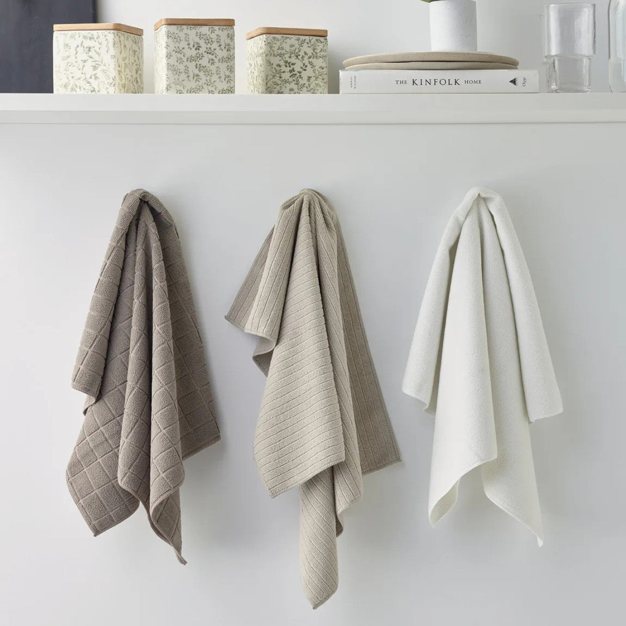 Microfibre Tea Towels Natural hanging up