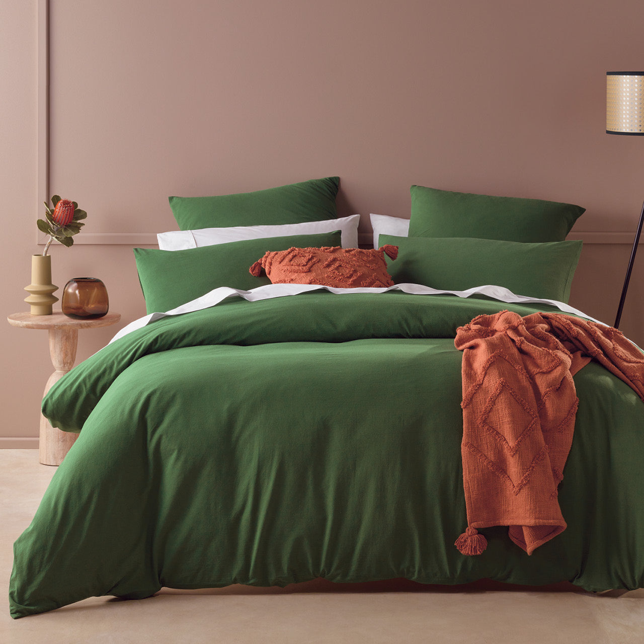 Zoomed out shot of Myrtle Quilt Cover Set on bed