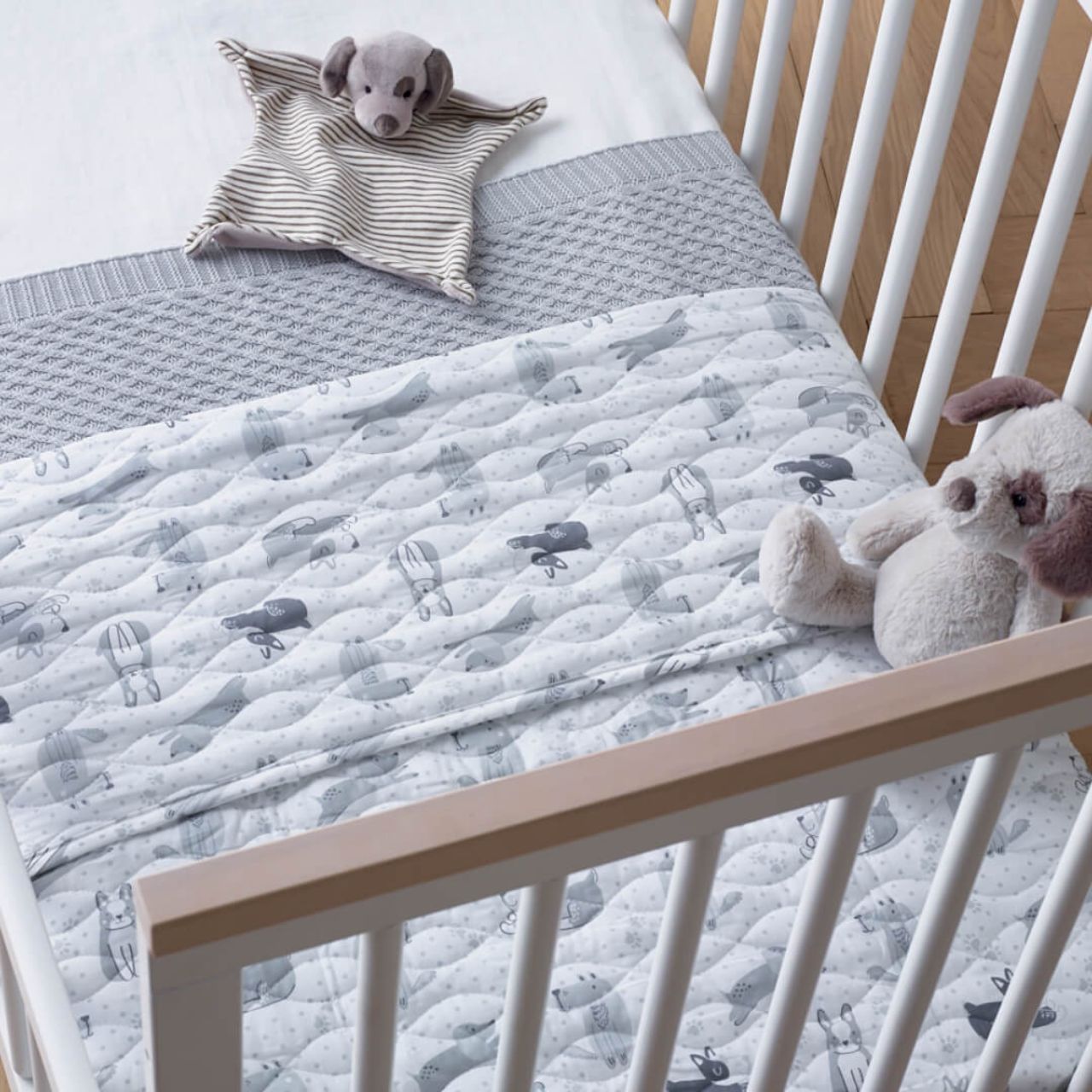 Pawfect Cot Comforter with soother and toy
