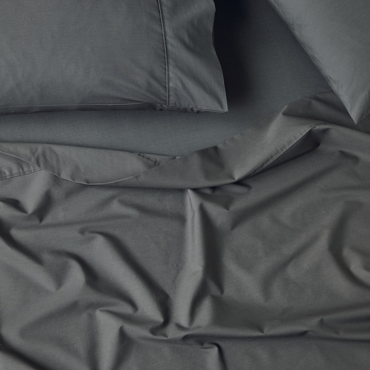 Close up shot of Premium Percale Charcoal Sheets