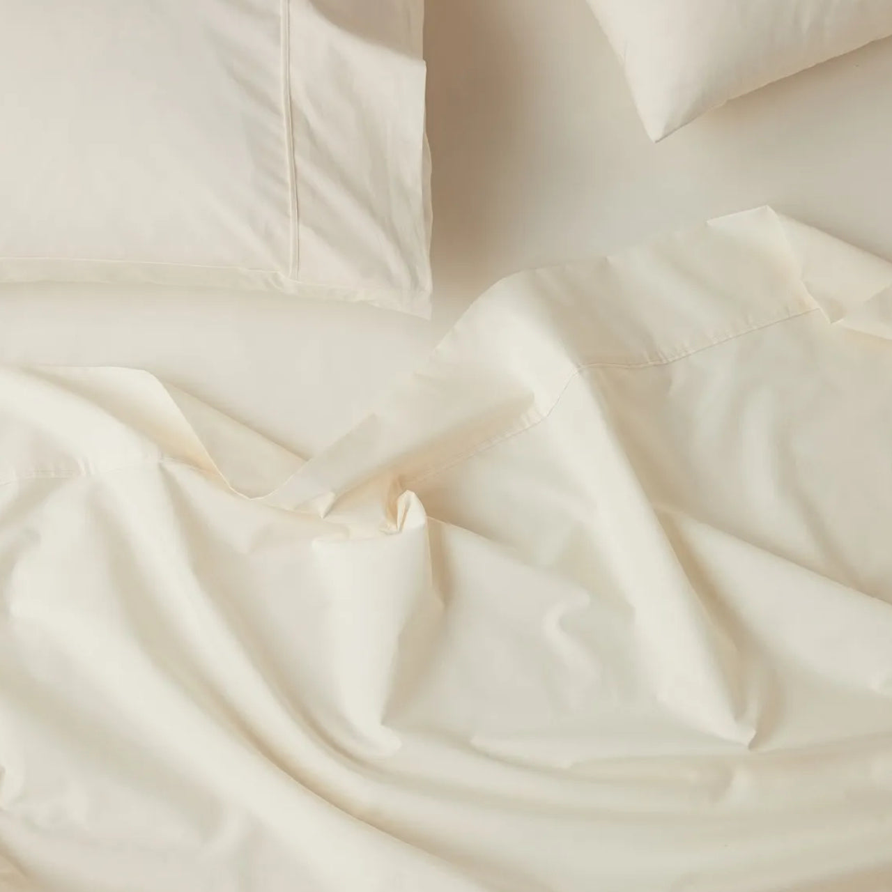 Close up shot of Premium Percale Ecru Sheets