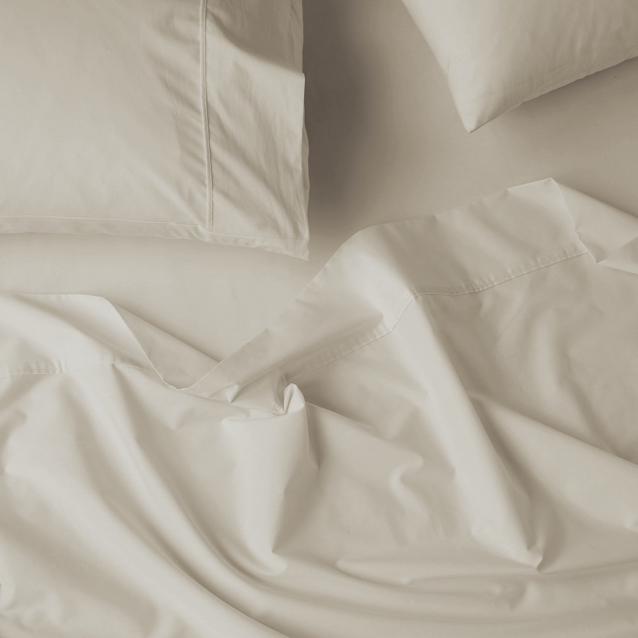 Close up shot of Premium Percale Oyster Sheets