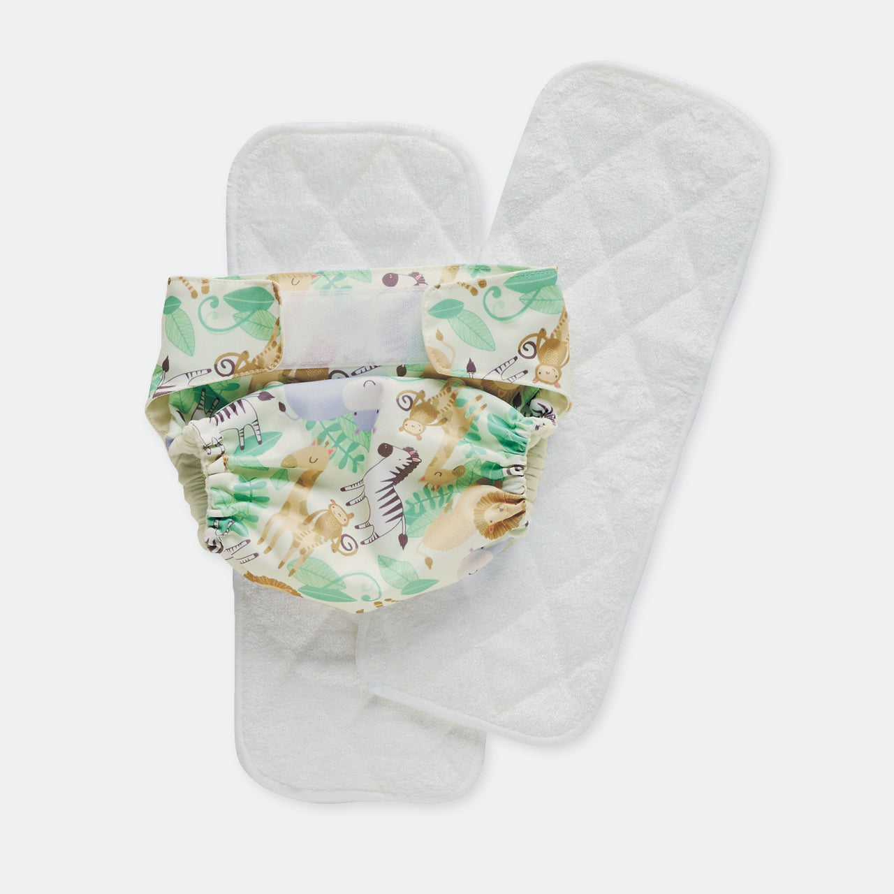 Safari Reusable Nappy and liners on a white background