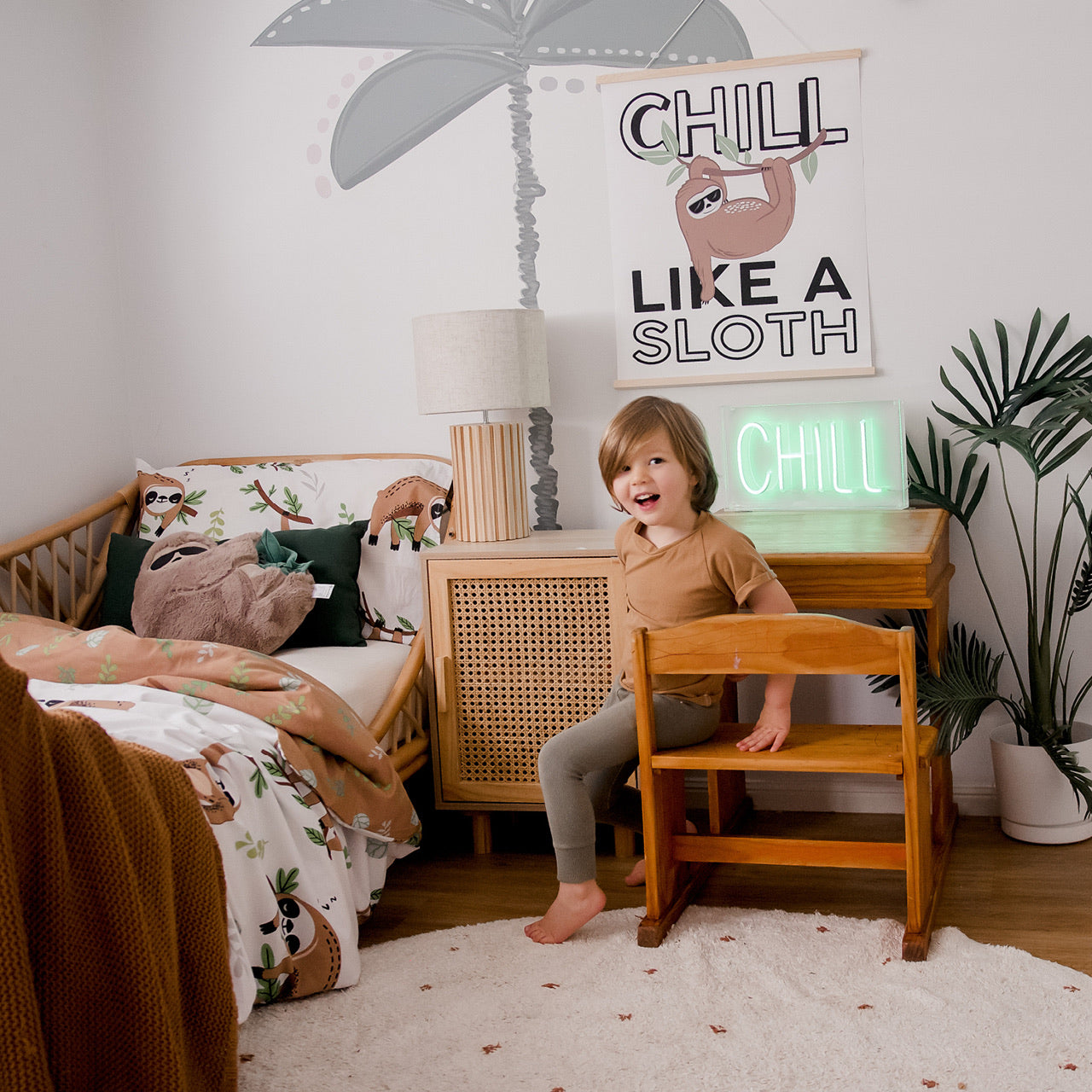 Lifestyle shot of Sloth range in bedroom