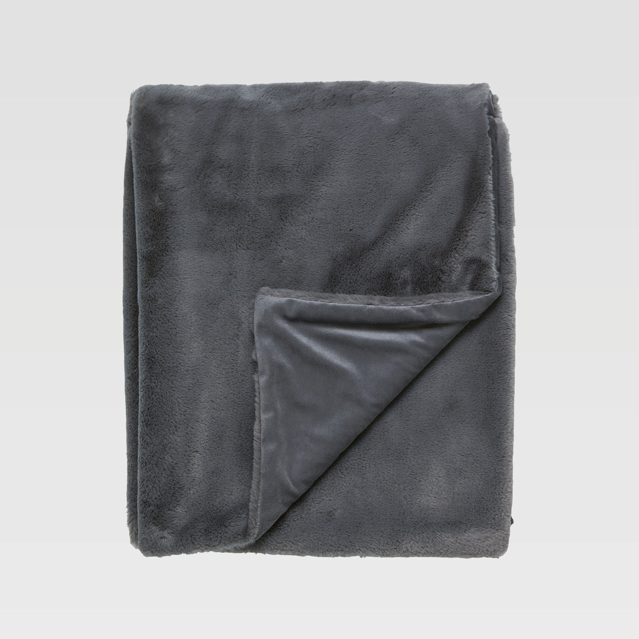 Spencer Throw Rug Charcoal folded on white background