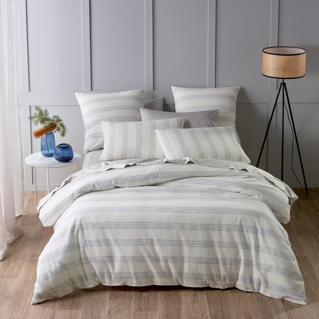 Zoomed out shot of Vienna Quilt Cover Set on bed