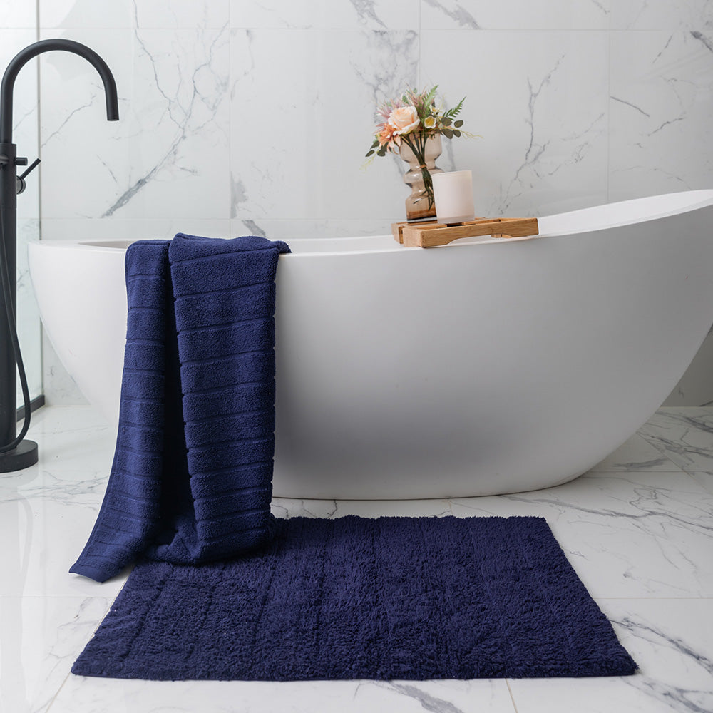 Cooper Plain Tufted Bath Mat - Indigo