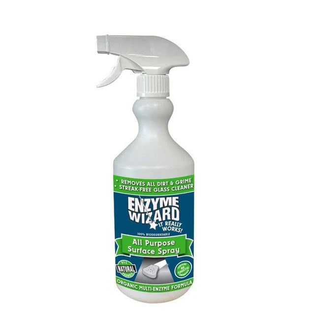 Enzyme Wizard all-purpose surface spray bottle on a white background
