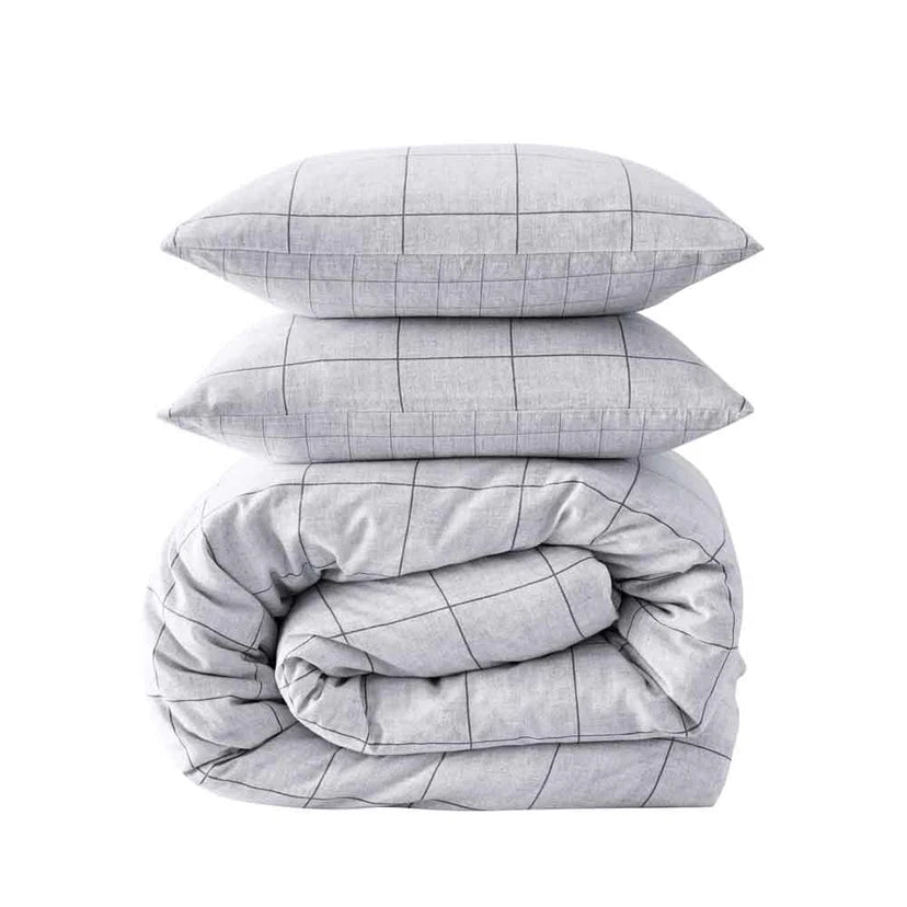 Kenneth Cole Holden Grey Grid Quilt Cover Set