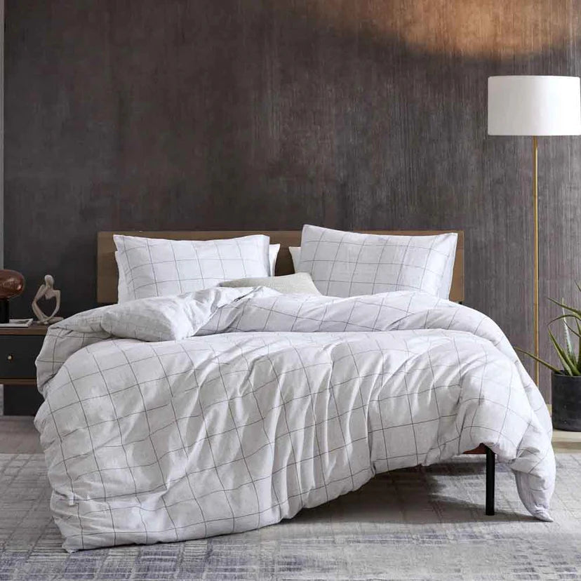 Kenneth Cole Holden Grey Grid Quilt Cover Set