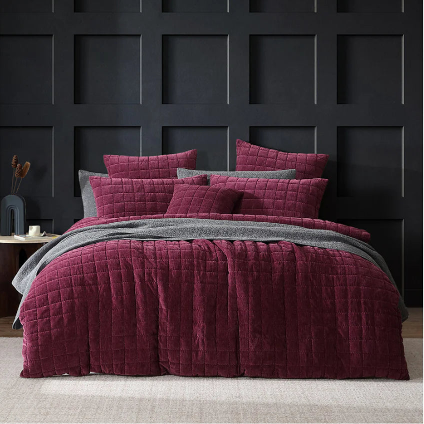 Platinum Collection Apollo Quilt Cover Set - Plum
