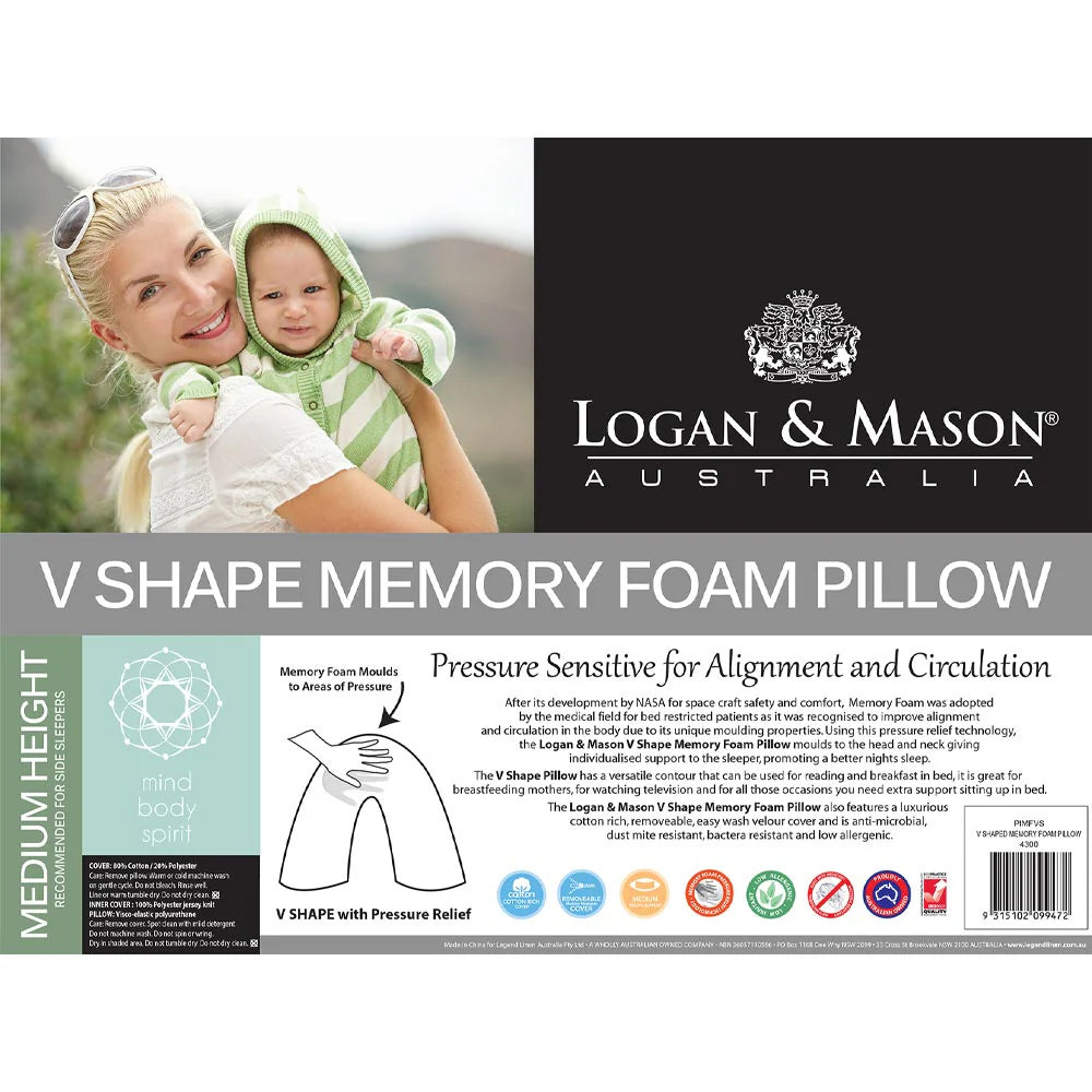 Logan & Mason V Shape Memory Foam Pillow