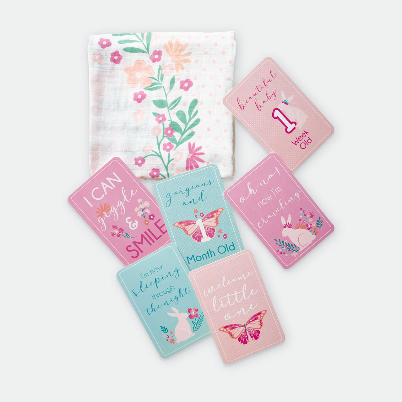 Botanical Muslin Blanket and Milestone Cards